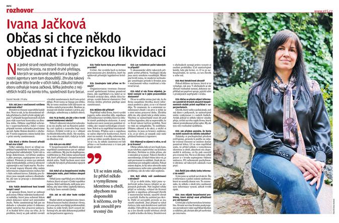 Ivana Jačková: Občas si chce někdo objednat i fyzickou likvidaci