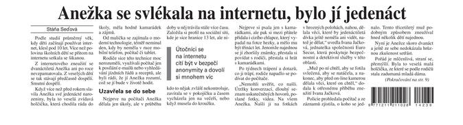 Anežka se svlékala na internetu, bylo jí jedenáct