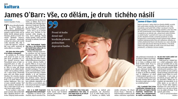 James O´Barr: Vše, co dělám, je druh tichého násilí