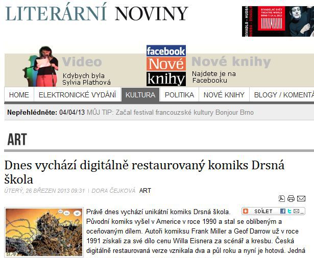 Dnes vychází digitálně restaurovaný komiks Drsná škola